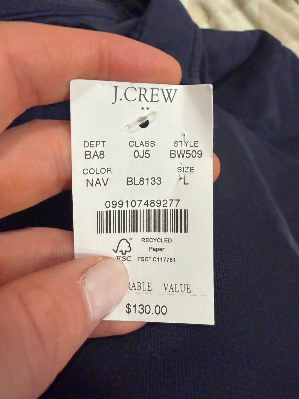 J crew navy Rugby pullover sweatshirt